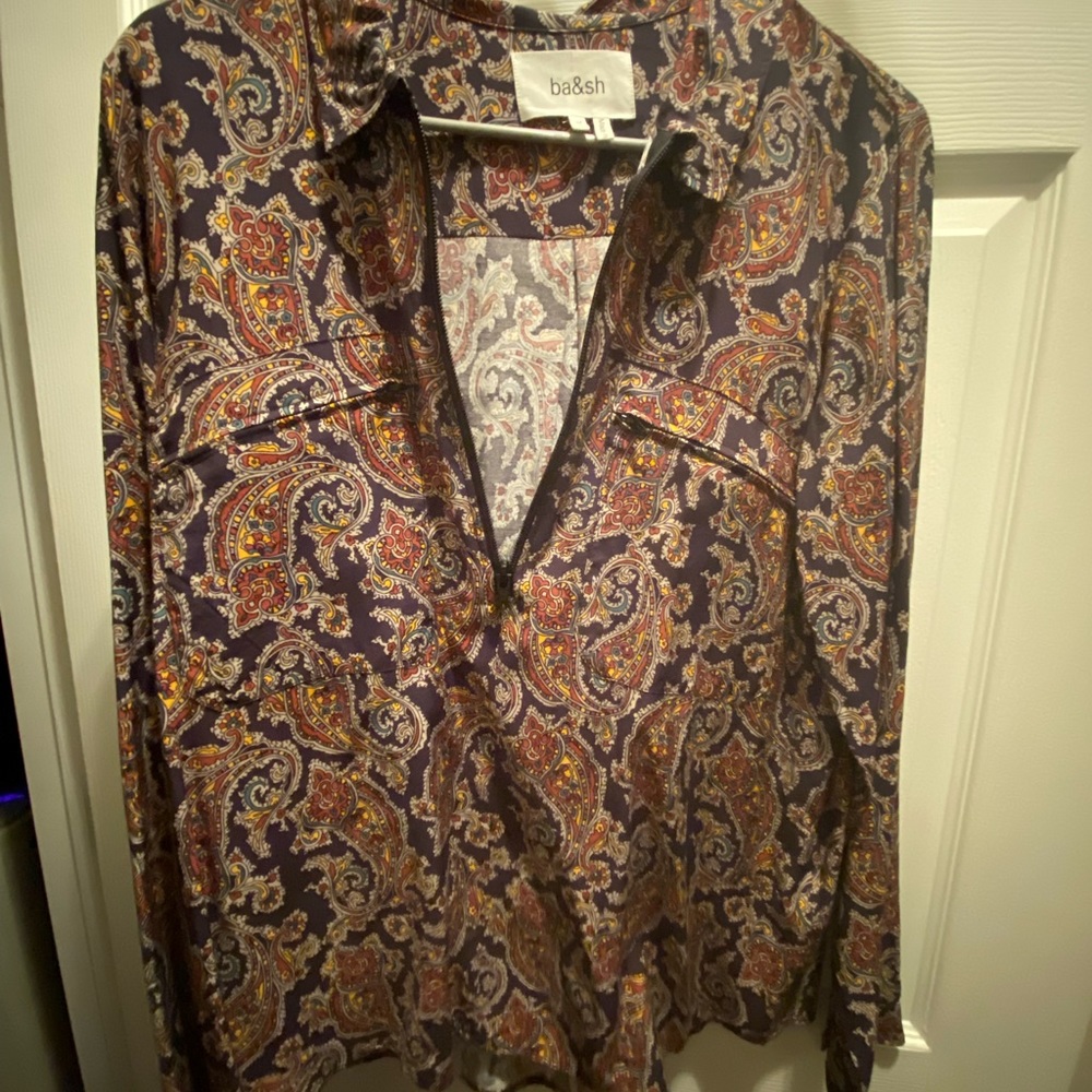Paisley 1/4 zip blouse